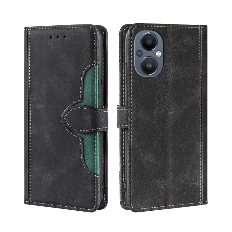 

For OnePlus Nord N20 5G Skin Feel Straw Hat Magnetic Buckle Leather Phone Case(Black)