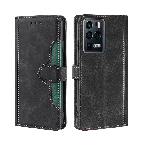 

For ZTE Axon 30 Ultra 5G Skin Feel Straw Hat Magnetic Buckle Leather Phone Case(Black)