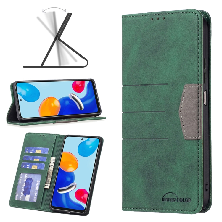 

For Xiaomi Redmi Note 11 Global Magnetic Splicing Leather Phone Case(Green)