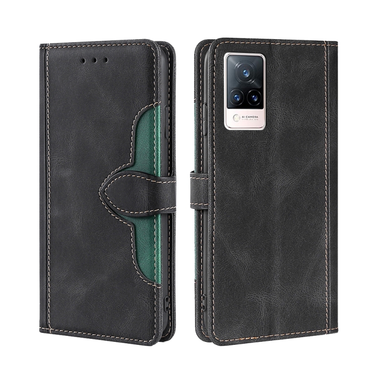 

For vivo V21 5G / 4G Skin Feel Straw Hat Magnetic Buckle Leather Phone Case(Black)