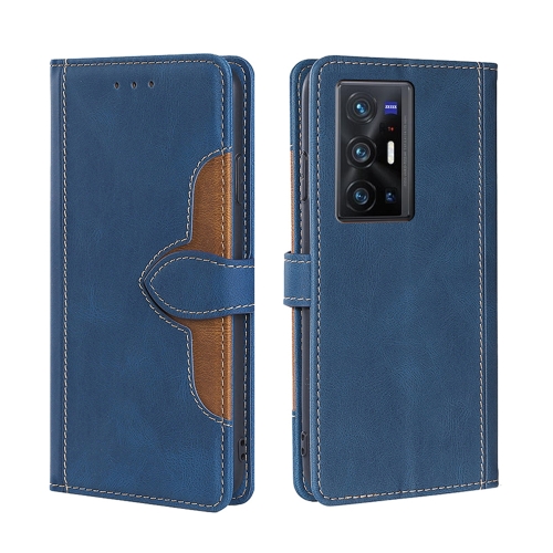 

For vivo X70 Pro+ Skin Feel Straw Hat Magnetic Buckle Leather Phone Case(Blue)