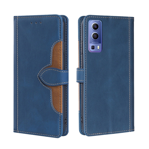 

For vivo Y72 5G / iQOO Z3 Skin Feel Straw Hat Magnetic Buckle Leather Phone Case(Blue)