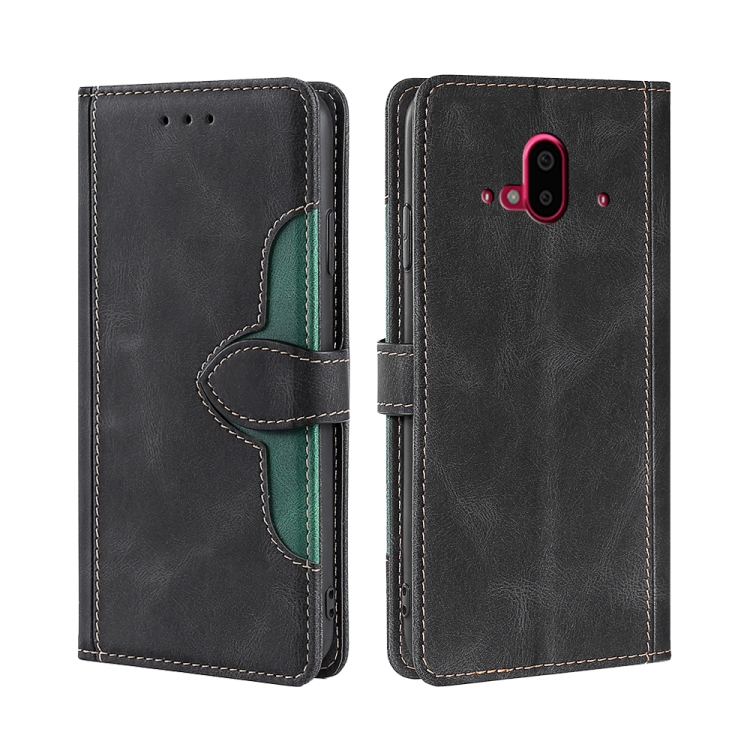 

For Fujitsu Arrows F-52B Skin Feel Straw Hat Magnetic Buckle Leather Phone Case(Black)