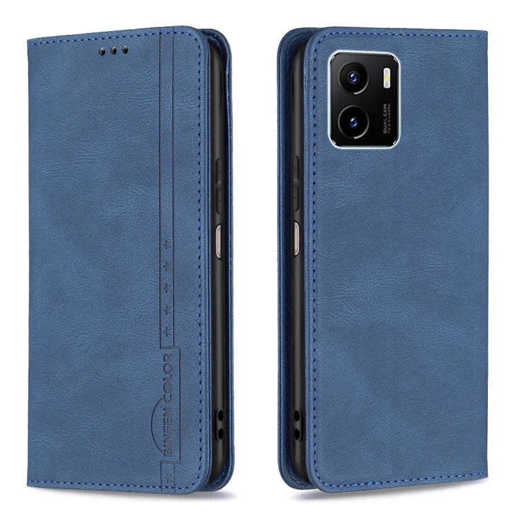 

For vivo Y15s Magnetic RFID Blocking Anti-Theft Leather Phone Case(Blue)