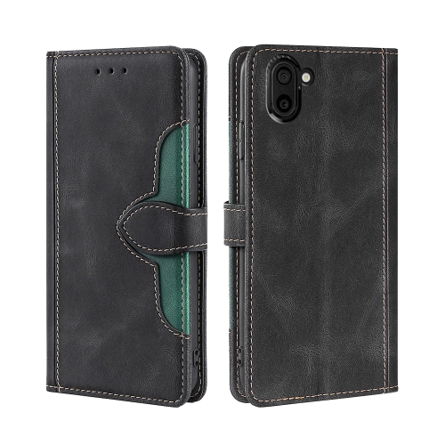 

For Sharp Aquos R3 SHV44 SH-04L Skin Feel Straw Hat Magnetic Buckle Leather Phone Case(Black)