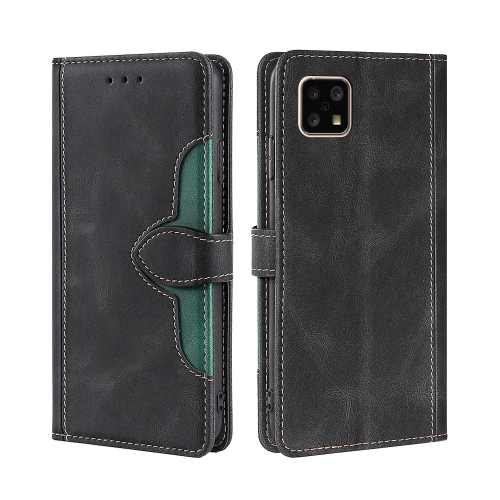 

For Sharp Aquos Sense 4 4G/5G Skin Feel Straw Hat Magnetic Buckle Leather Phone Case(Black)