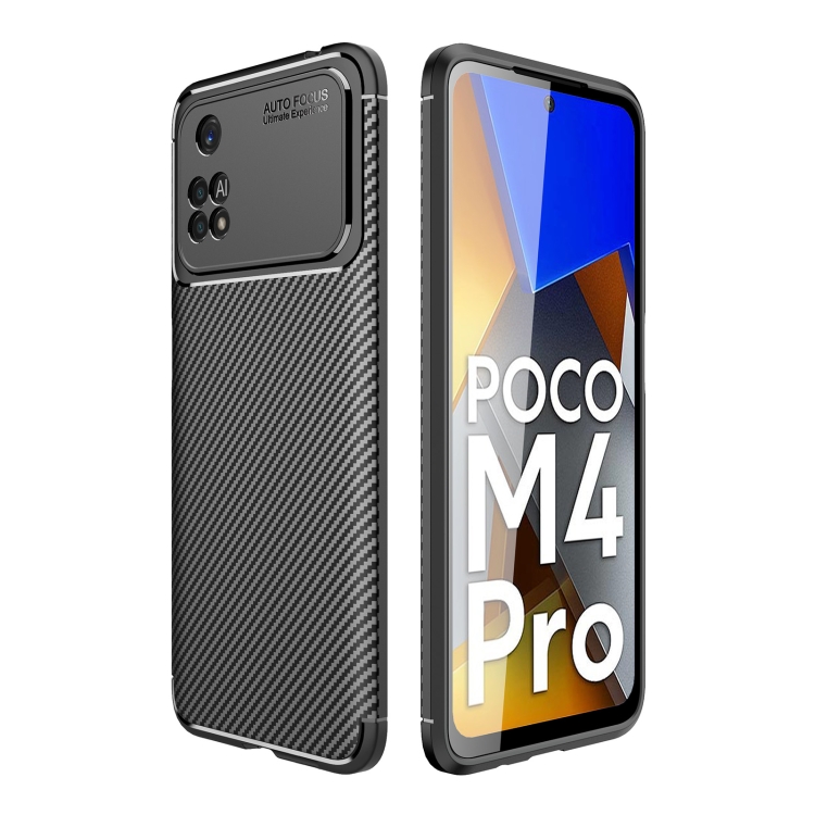 

For Xiaomi Poco M4 Pro Carbon Fiber Texture Shockproof TPU Phone Case(Black)