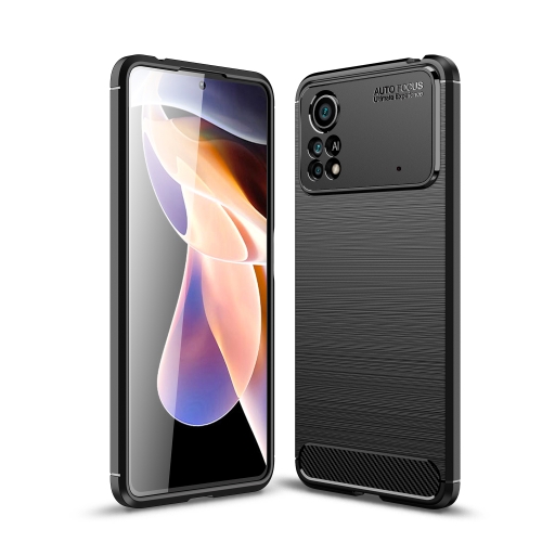 

For Xiaomi Poco X4 Pro 5G Fine Hole Version Brushed Texture Carbon Fiber Shockproof TPU Phone Case(Black)
