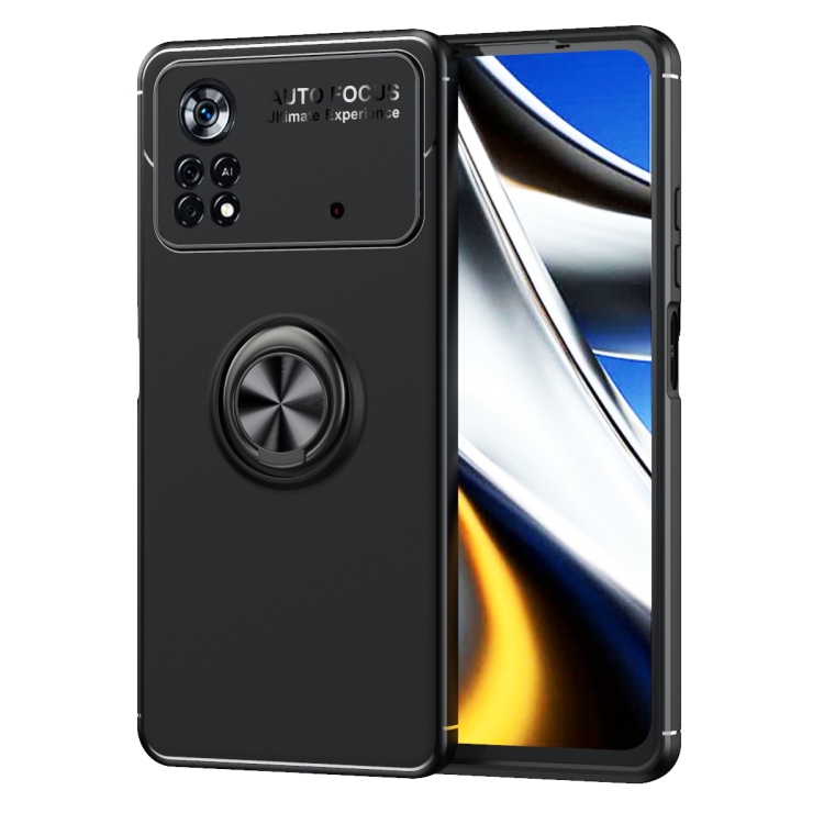 

For Xiaomi Poco X4 Pro 5G Metal Ring Holder TPU Phone Case(Black)