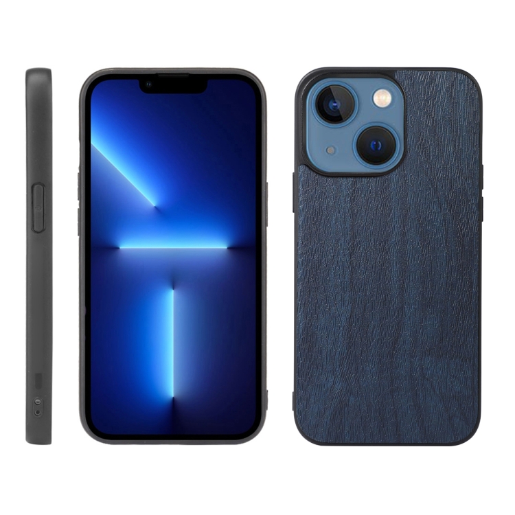 

Wood Texture PU Phone Case For iPhone 13 mini(Blue)