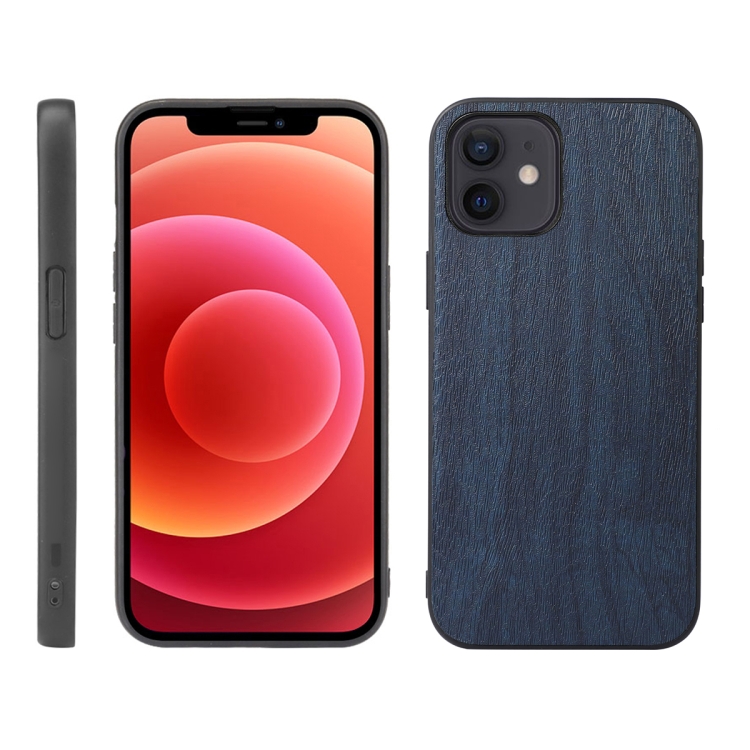 

Wood Texture PU Phone Case For iPhone 12 mini(Blue)