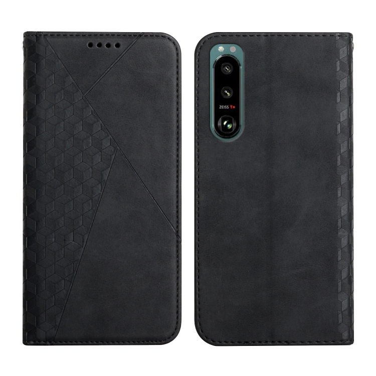 

For Sony Xperia 5 III Diamond Splicing Skin Feel Magnetic Leather Phone Case(Black)