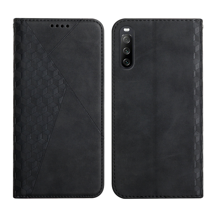 

For Sony Xperia 10 III Diamond Splicing Skin Feel Magnetic Leather Phone Case(Black)