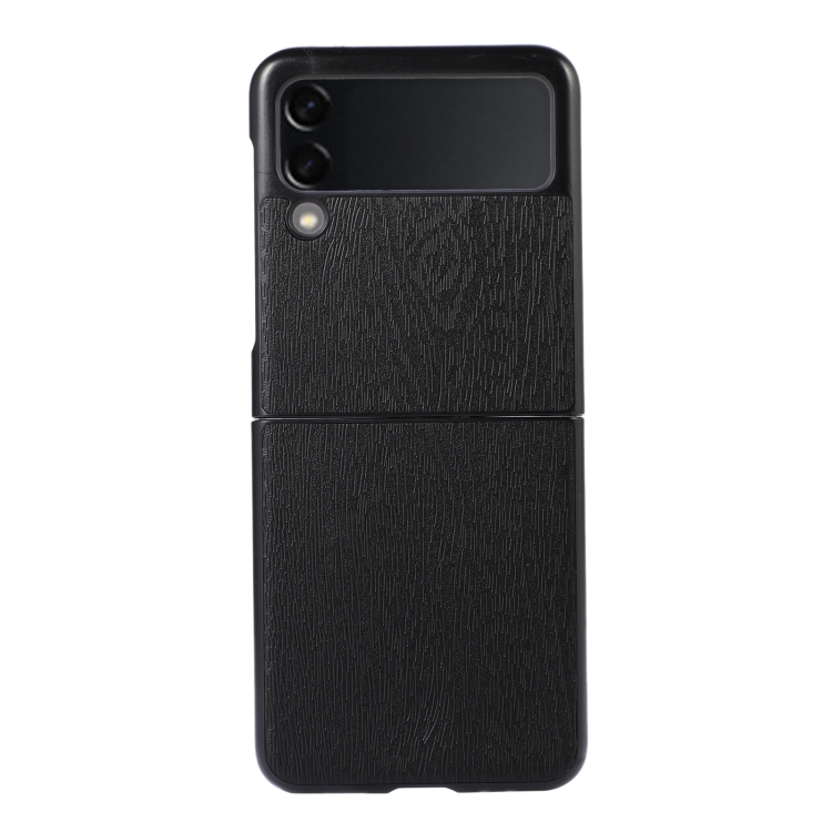 

For Samsung Galaxy Z Flip 3 5G Wood Texture PU Phone Case(Black)