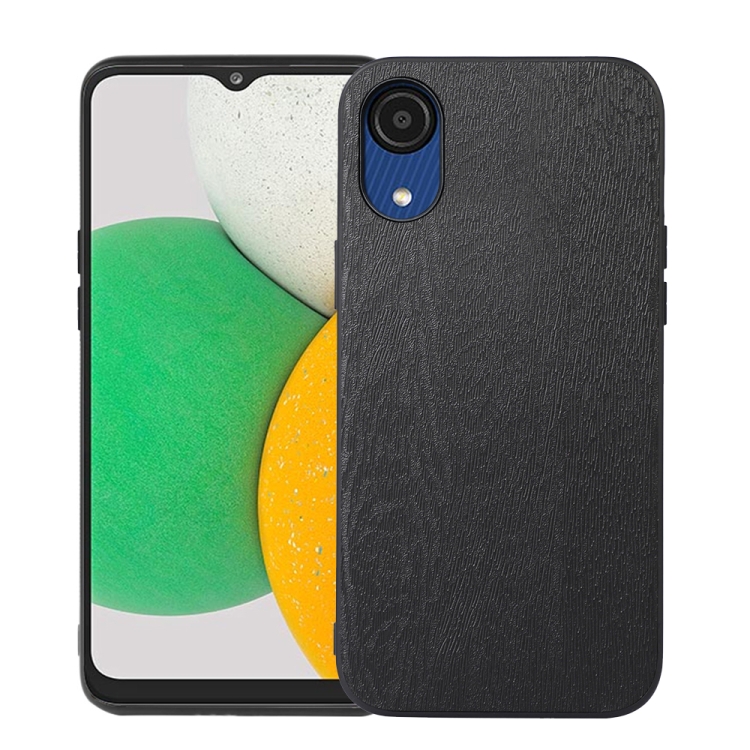 

For Samsung Galaxy A03 Core Wood Texture PU Phone Case(Black)