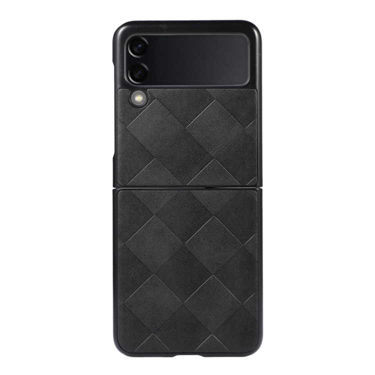 

For Samsung Galaxy Z Flip 3 5G Weave Plaid PU Phone Case(Black)