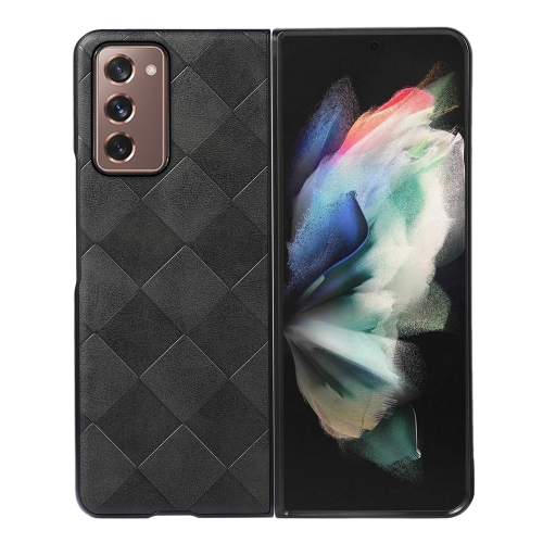 

For Samsung Galaxy Z Fold2 5G Weave Plaid PU Phone Case(Black)