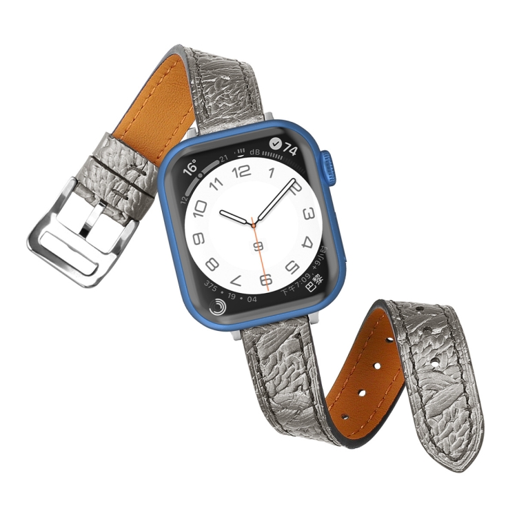 

Twist Braided Leather Watchband For Apple Watch Series 7 45mm / 6&SE&5&4 44mm / 3&2&1 42mm(Grey)