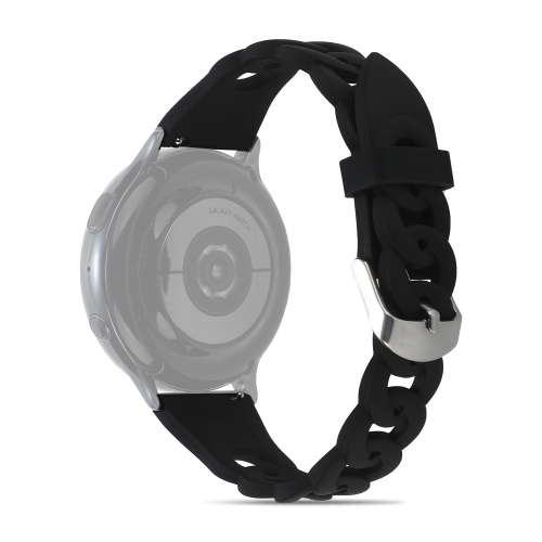 

20mm Ring Buckle Silicone Watch Band(Black)