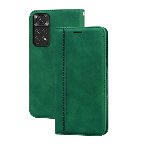 

For Xiaomi Redmi Note 11 / Note 11S Frosted Business Magnetic Flip Leather Phone Case(Green)