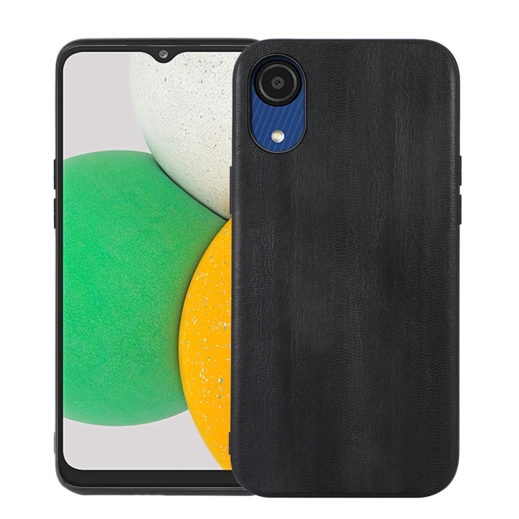 

For Samsung Galaxy A03 Core Yellow Cow Texture PU Phone Case(Black)
