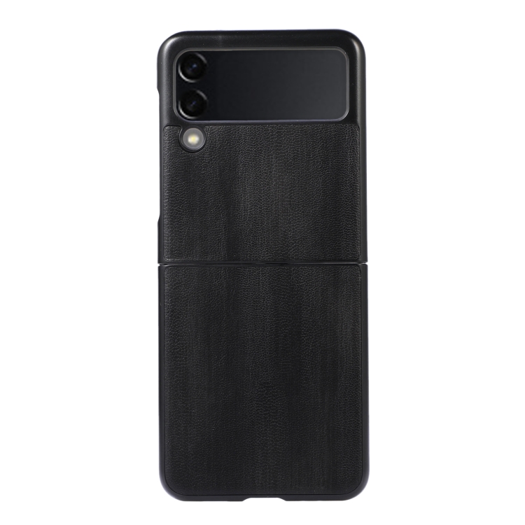 

For Samsung Galaxy Z Flip 3 5G Yellow Cow Texture PU Phone Case(Black)