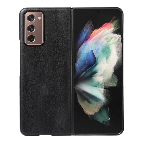 

For Samsung Galaxy Z Fold2 5G Yellow Cow Texture PU Phone Case(Black)