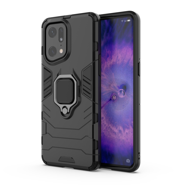 

For OPPO Find X5 Pro Magnetic Ring Holder PC + TPU Phone Case(Black)