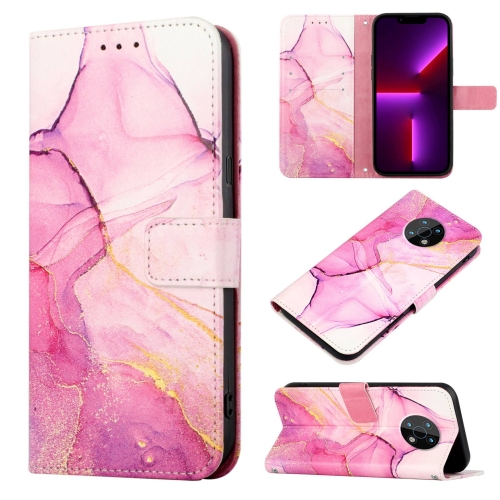 

For Nokia G50 PT003 Marble Pattern Flip Leather Phone Case(Pink Purple Gold LS001)