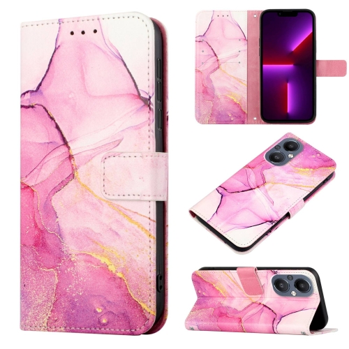 

For OnePlus Nord N20 5G & OPPO A96 5G / Reno7 Z PT003 Marble Pattern Flip Leather Phone Case(Pink Purple Gold LS001)