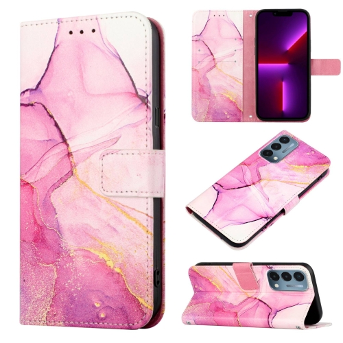 

For OnePlus Nord N200 5G & OPPO A74 5G PT003 Marble Pattern Flip Leather Phone Case(Pink Purple Gold LS001)