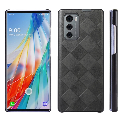 

For LG Wing 5G Weave Plaid PU Phone Case(Black)