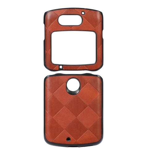 

For Motorola Moto Razr 5G Weave Plaid PU Phone Case(Brown)