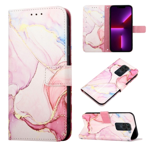 

For Xiaomi Redmi Note 9 4G Foreign Version / 10X 4G PT003 Marble Pattern Flip Leather Phone Case(Rose Gold LS005)