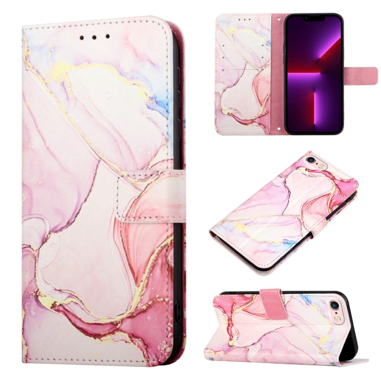 

For iPhone SE 2022 / SE 2020 / 8 / 7 PT003 Marble Pattern Flip Leather Phone Case(LS005)