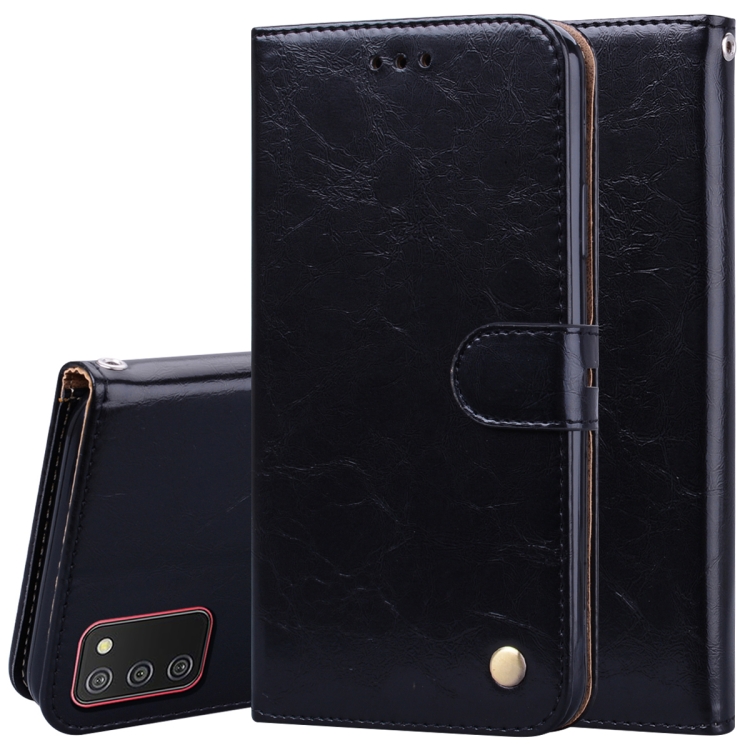 

For Samsung Galaxy A03s 164mm Oil Wax Texture Leather Phone Case(Black)