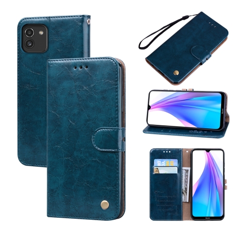 

For Samsung Galaxy A03 164mm Oil Wax Texture Leather Phone Case(Blue)