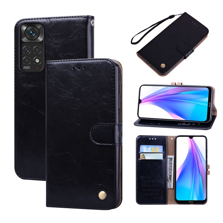 

For Xiaomi Redmi Note 11 4G / Note 11S Oil Wax Texture Leather Phone Case(Black)