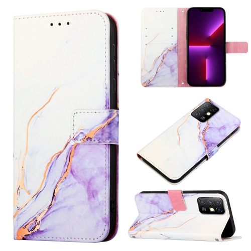 

For Infinix Note 8 PT003 Marble Pattern Flip Leather Phone Case(White Purple LS006)