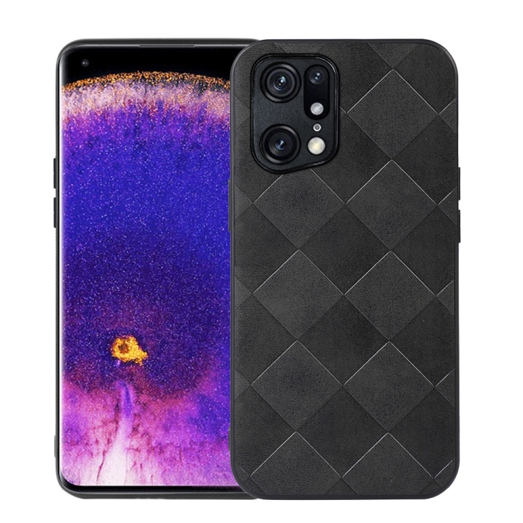 

For OPPO Find X5 Pro Weave Plaid PU Phone Case(Black)