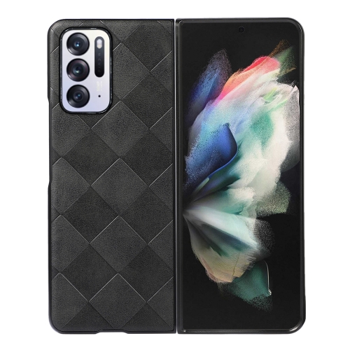 

For OPPO Find N Weave Plaid PU Phone Case(Black)