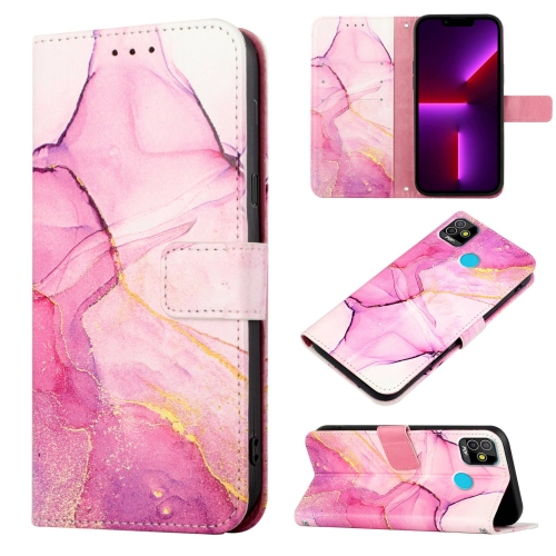 

For Tecno Pop 5 PT003 Marble Pattern Flip Leather Phone Case(Pink Purple Gold LS001)