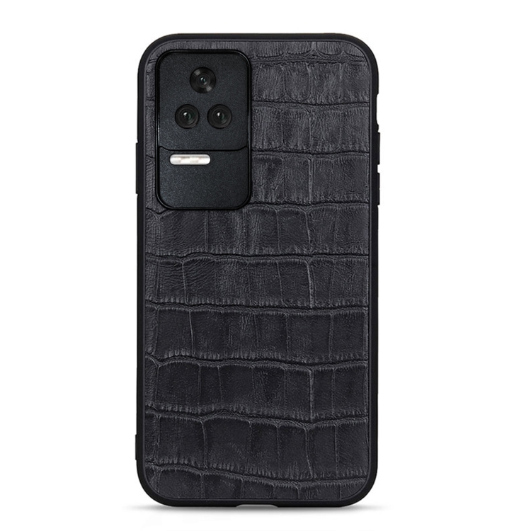 

For Xiaomi Redmi K50/K50 Pro Fine Hole Crocodile Texture Genuine Leather Phone Case(Black)