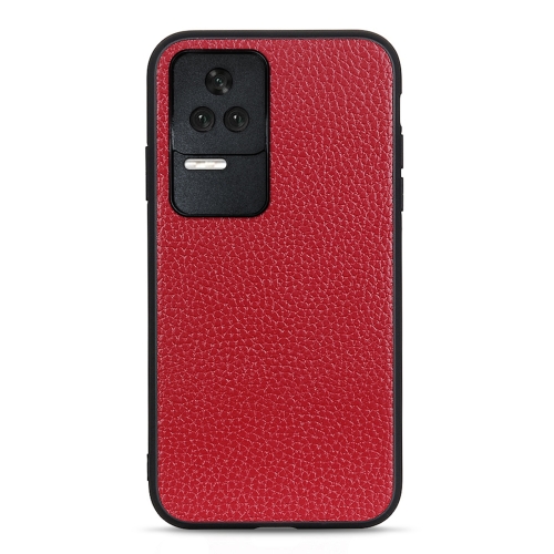 

For Xiaomi Redmi K50/K50 Pro Fine Hole Version Litchi Texture Genuine Leather Phone Case(Red)