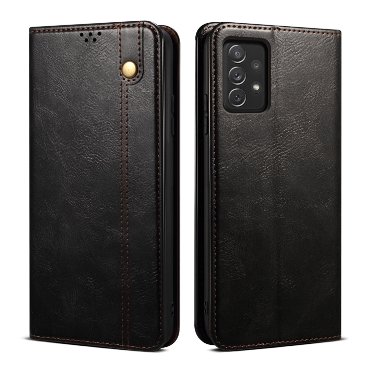 

For Samsung Galaxy A23 5G Oil Wax Crazy Horse Texture Leather Phone Case(Black)