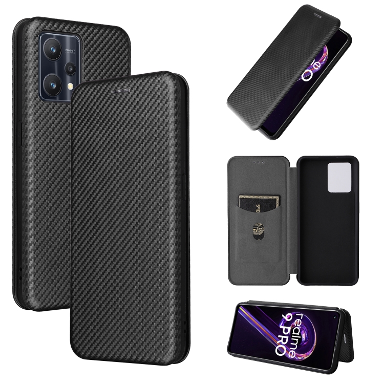 

For OPPO Realme 9 Pro Carbon Fiber Texture Leather Phone Case(Black)