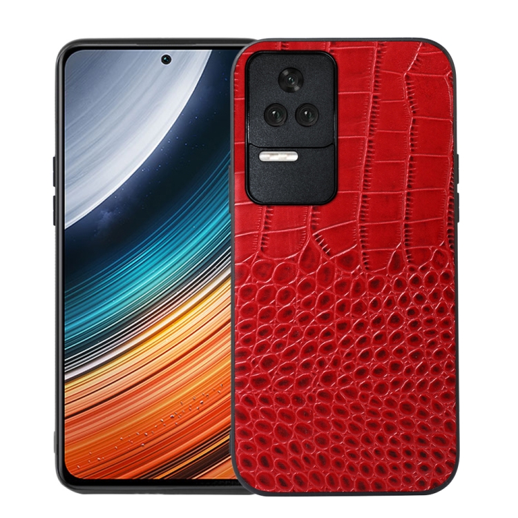 

For Xiaomi Redmi K40S 5G Crocodile Top Layer Cowhide Leather Phone Case(Red)
