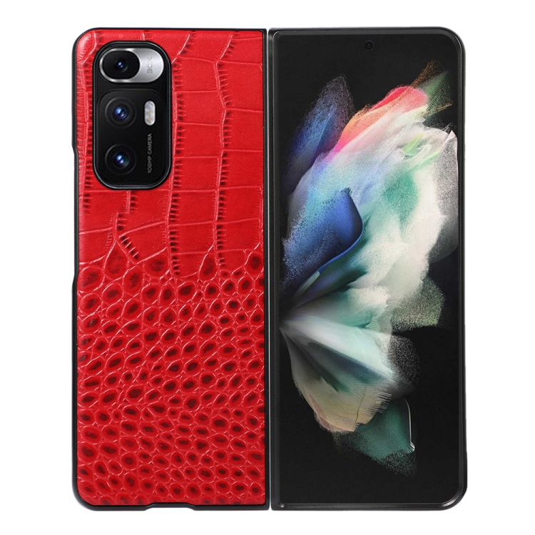 

For Xiaomi Mi Mix Fold Crocodile Top Layer Cowhide Leather Phone Case(Red)