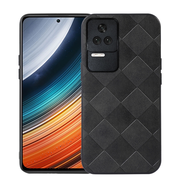 

For Xiaomi Redmi K40S 5G Weave Plaid PU Phone Case(Black)