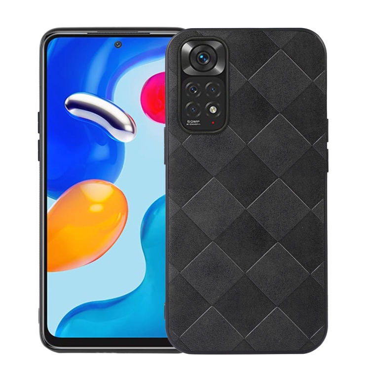 

For Xiaomi Redmi Note 11 4G / Note 11S Weave Plaid PU Phone Case(Black)